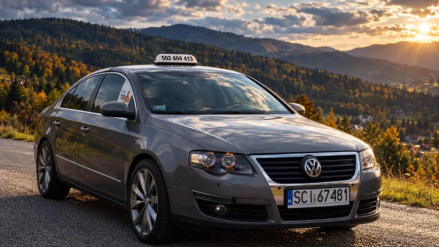 Volkswagen Passat taxi w Beskidach